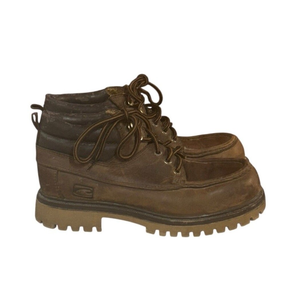 Vintage Candies Boots Y2k Womens 7.5 Shoes Brown Leather Platform Lug Sole